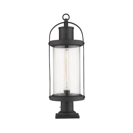 Z-Lite Roundhouse 1 Light Outdoor Pier Mounted Fixture, Black And Clear Seedy 569PHB-533PM-BK